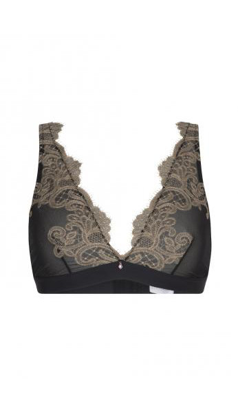 Triangelbra with Lace - Black/Gold - Small