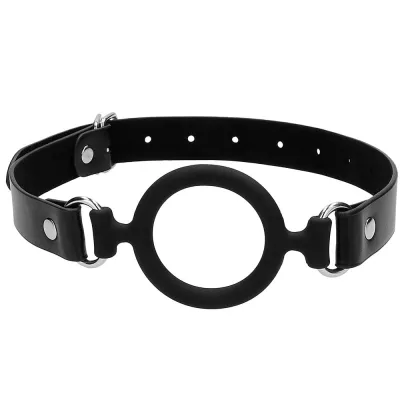 Black White Strapped Silicone Ring Gag