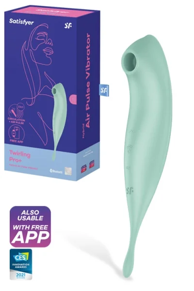 Satisfyer Twirling Pro Plus - 8.7" 2-in-1 Clitoral Stimulator with Air Pulse Tech & App Control