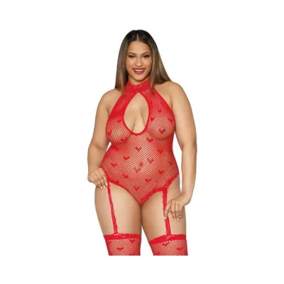 Dreamgirl Teddy Bodystocking Lipstick Red Osq