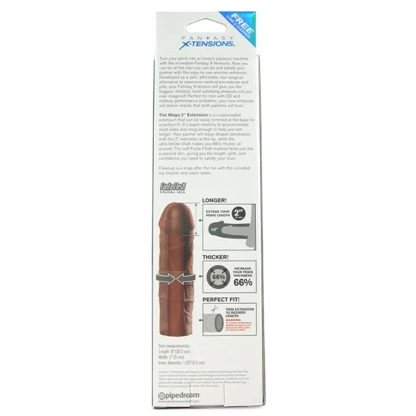 Fantasy X-Tension Mega 2-Inch Penis Extension Sleeve - Brown