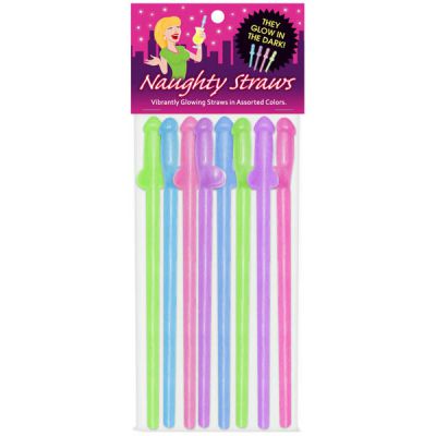 Glow in the Dark Naughty Penis Straws