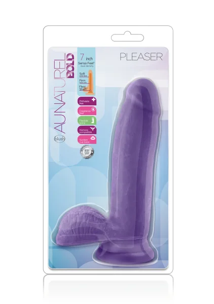 Au Naturel Bold Pleaser 7 Inch Sensa Feel Dual Density Dildo By Blush - Purple