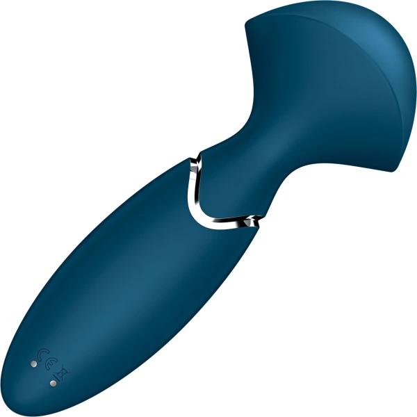 Satisfyer Mini Wand-er Silicone Rechargeable Waterproof Wand Style Vibrator - Blue