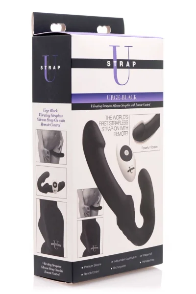 Urge Silicone Strapless Strap-on With Remote - Black