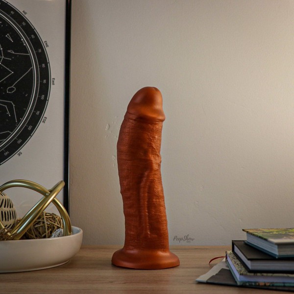 SquarePegToys® Leo Harness SuperSoft Bronze Silicone Dildo with Suction Cup