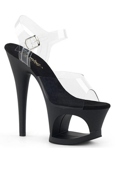 Pleaser Moon 7" Black Cut-Out Platform Sandal