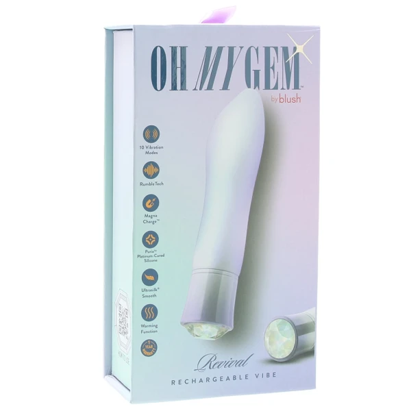 Oh My Gem Revival Rechargeable Waterproof Silicone Warming Vibrator By Blush - Opal