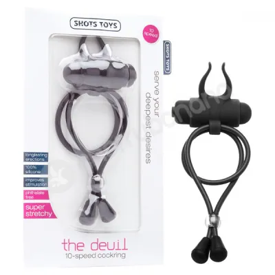 Shots Toys Black The Devil 10 Speed Cockring