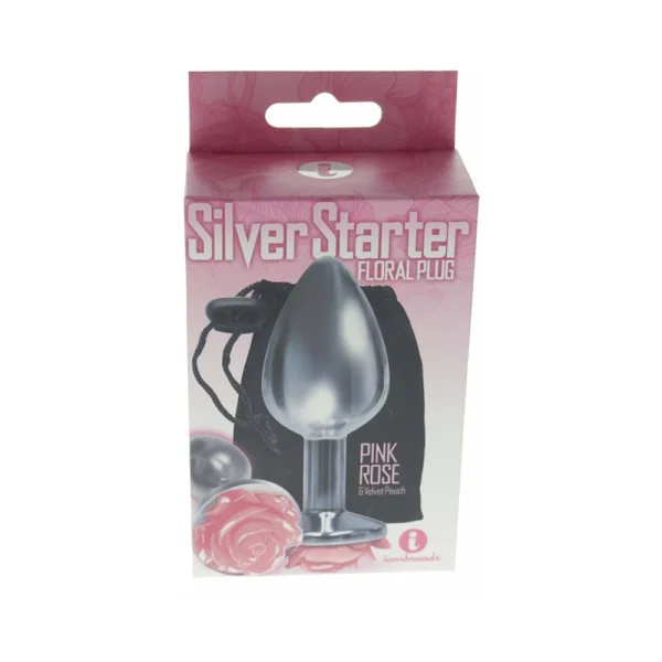 The 9"s The Silver Starter Rose Floral Stinless Steel Butt Plug Pink — image 5 of 5