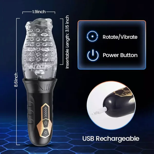 Cyclone Blowjob Rechargeable Rotating Vibrating Oral Sex Penis Masturbator