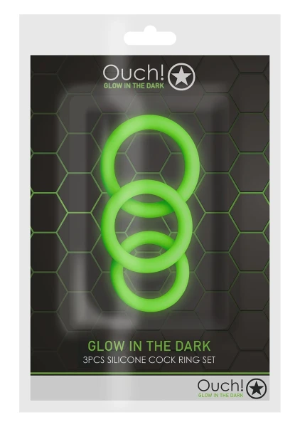 Ouch! Glow in the Dark 3-Piece Cock Ring Set