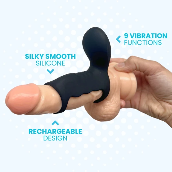 Vibrating Silicone Cock Cage With Clit Stimulator