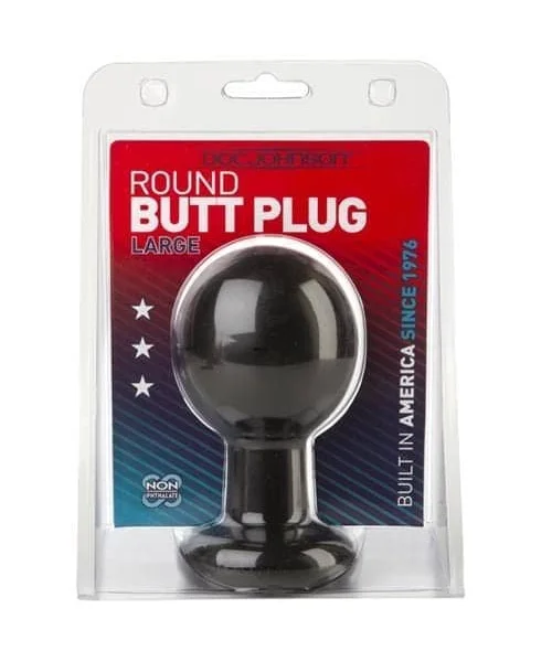 Round Butt Plug - Large - Black