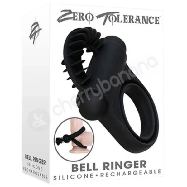Zero Tolerance Bell Ringer Black Penis & Testicle Vibrating Cockring