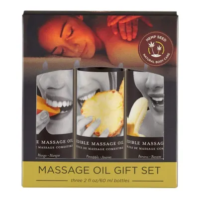 Edible Massage Oil Gift Set Box Three 2 Oz Bottles