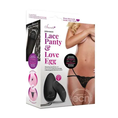 Vibrating Open Back Rechargable Panties Black One Size