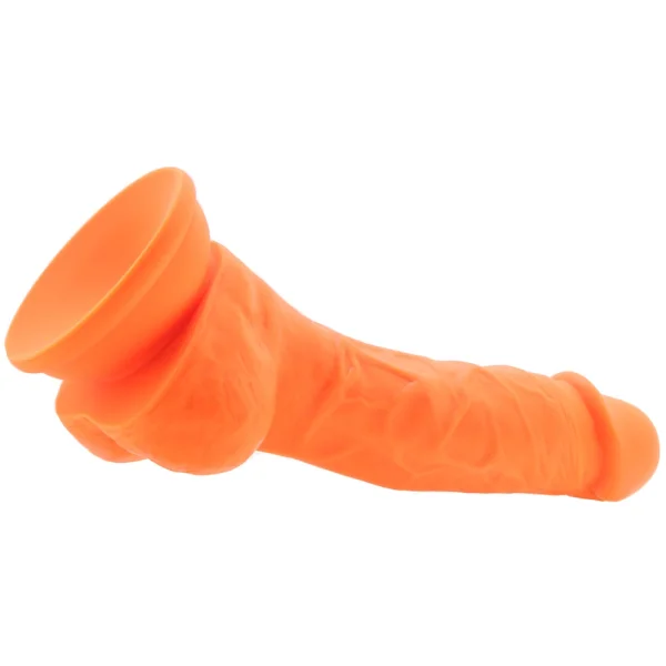 Neo Elite - 7.5 Inch Silicone Dual Density Cock  With Balls - Neon Orange