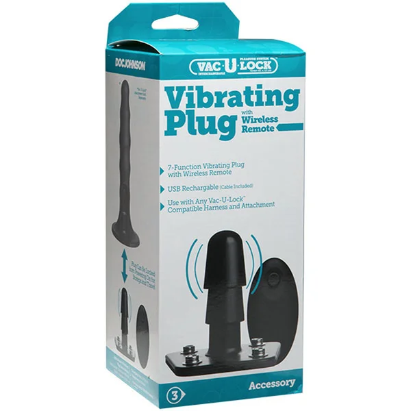 Vac-U-Lock - Vibrating Plug With Snaps & Wireless Remote - Black — image 5 of 6