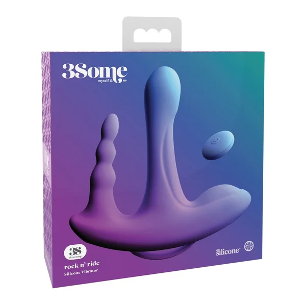 Threesome Rock n' Ride Silicone Vibrator - Purple — image 8 of 11