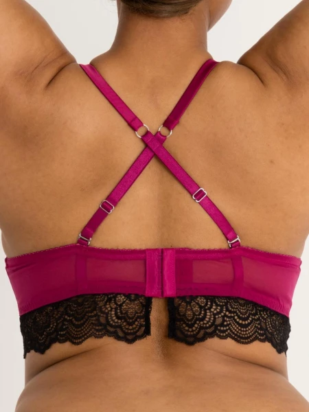 Lovehoney Plus Size Satin Romance Purple Push-up Bra