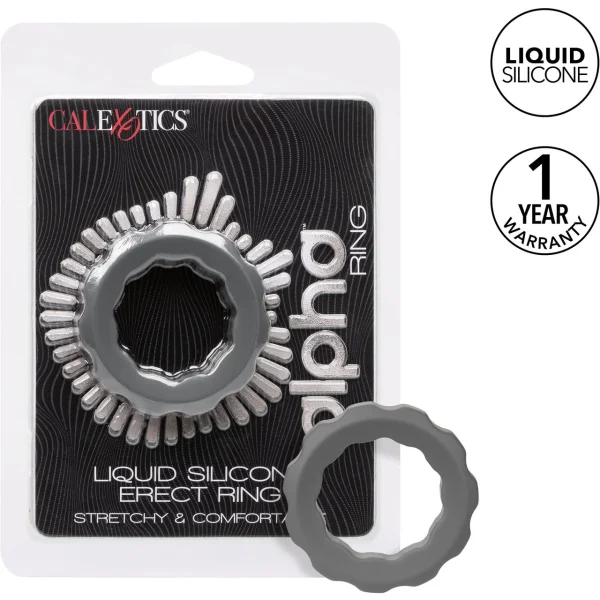 Alpha Liquid Silicone Erect Cock Ring By CalExotics - Grey