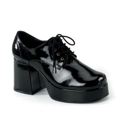 JAZZ 02 3 1 2 Heel MEN BLACK PAT DISCO Platform SHOES