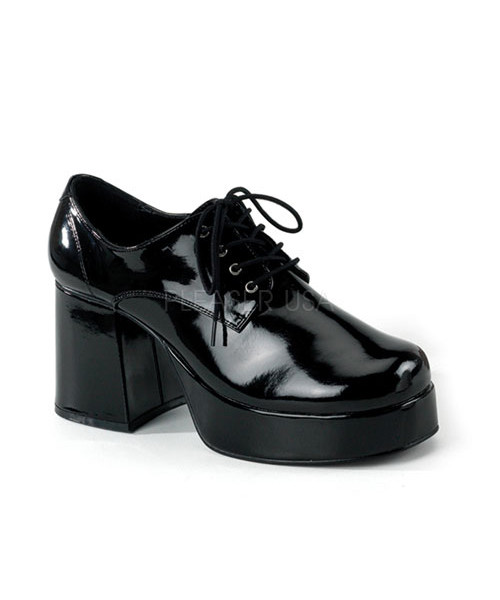 JAZZ-02 - 3 1/2" Heel MEN BLACK PAT DISCO Platform SHOES