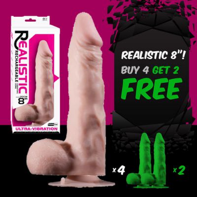 8 Vibrating Dong With Balls Flesh Buy 4 Get 2 Free