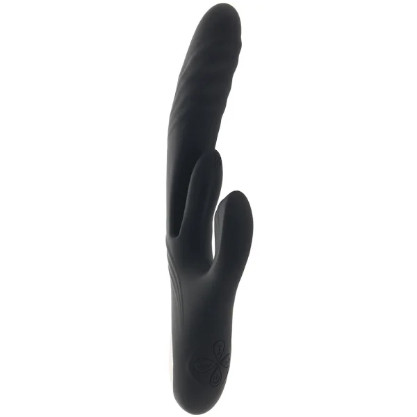 Playboy Pleasure Rapid Rabbit Waterproof Rechargeable Silicone Dual Stimulation Vibrator - Black