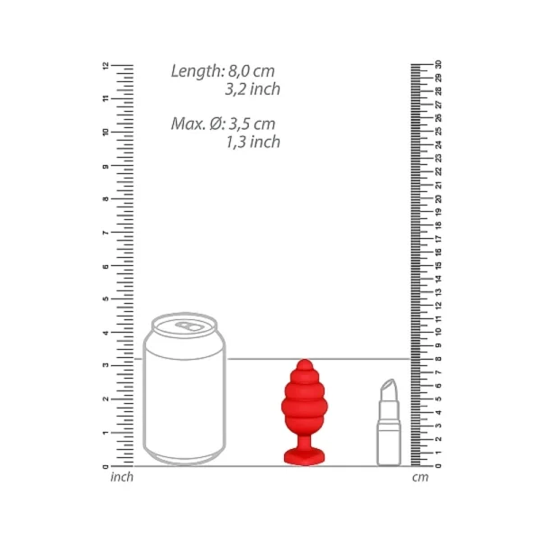 Ouchlarge Ribbed Diamond Heart Plug - Red — image 8 of 9