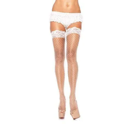 Industrial Net Stay Up Thigh Highs One Size White