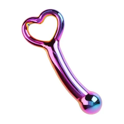 Lucent Pearlescent Glass Heart Handle Massager