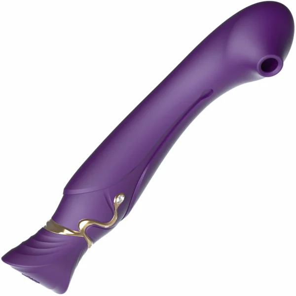 ZALO Queen Set Silicone Rechargeable G-Spot PulseWave Vibrator With Suction Sleeve - Twilight Purple