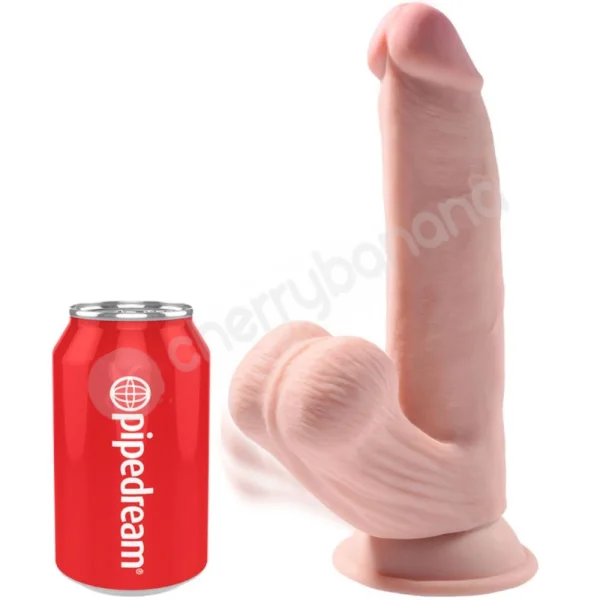 King Cock Plus 8'' 3D Triple Density Dildo With Swinging Balls