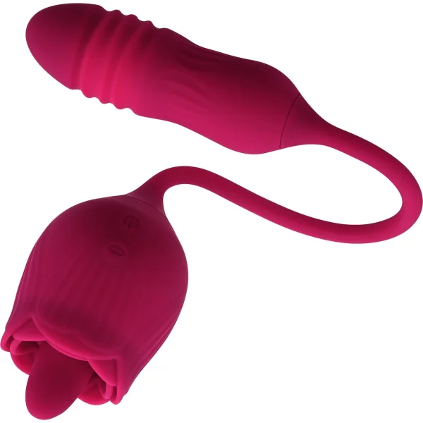 Wild Rose Rechargeable Silicone Dual Clitoral Stimulator By Evolved Novelties - Red
