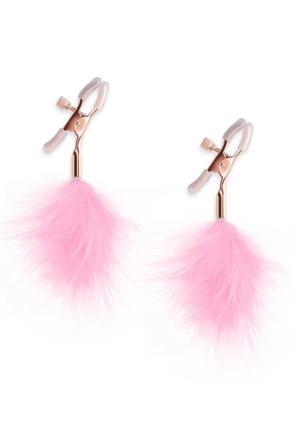 Bound Adjustable F1 Feather Nipple Clamps by NS Novelties - Rose Gold & Pink