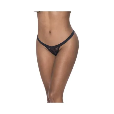 Women s Lingerie Magic Silk Rude Awakening Split Crotch Thong Black L xl