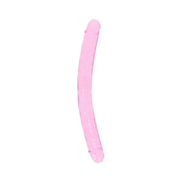 Couples Dildos: Realrock Crystal Clear Double Dong 18 In. Dual-ended Dildo Pink