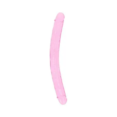Couples Dildos Realrock Crystal Clear Double Dong 18 In Dual ended Dildo Pink