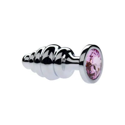 Kink Range Alloy Gemmed Butt Plug 3 2 Inch Baby Pink Medium