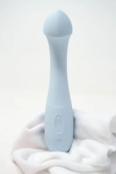Arc Silicone Waterproof Rechargeable G-Spot Vibrator By Dame - Ice Blue