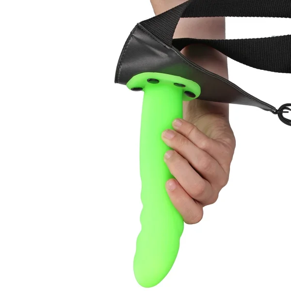 Textured Curved 8 Inch Hollow Strap-On