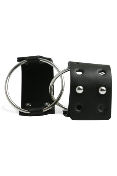 Sex & Mischief Vegan Leather Cuffs with Interlocked Ring Connectors