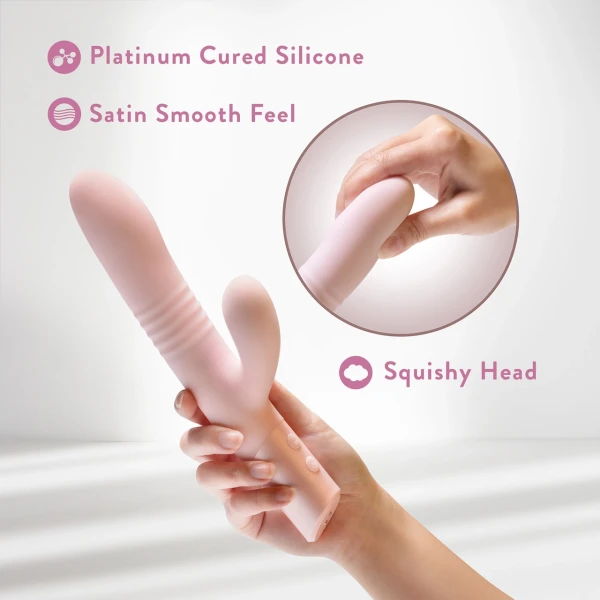Fraya Rechargeable Silicone Thrusting Dual Stimulation Vibrator By Blush - Pink