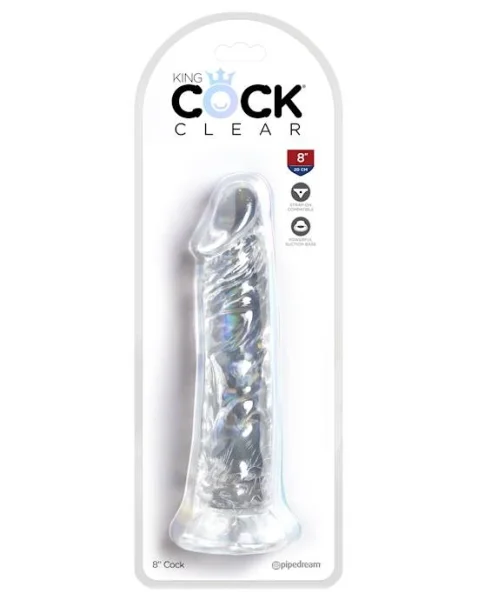 King Cock Clear Dildo With Balls - 8 Inch - 8 Inch