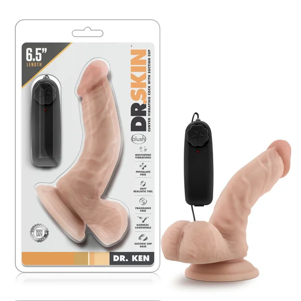 Dr. Skin - Dr. Ken - 6.5 Inch Vibrating Cock With  Suction Cup - Vanilla — image 9 of 9