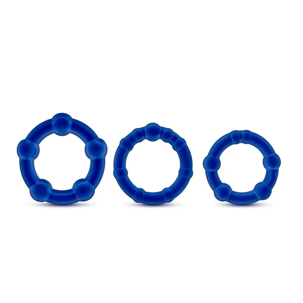Stay Hard Beaded Cock Rings - 3 Pack - Blue — image 10 of 12