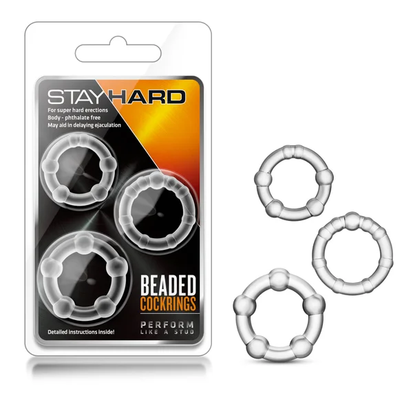Stay Hard Beaded Cockrings - 3 Pack - Clear — image 12 of 15