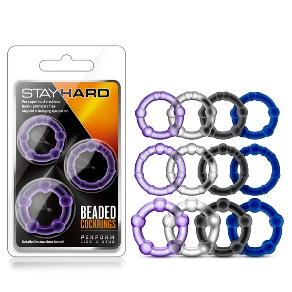 Stay Hard Beaded Cockrings - 3 Pack - Black — image 10 of 10